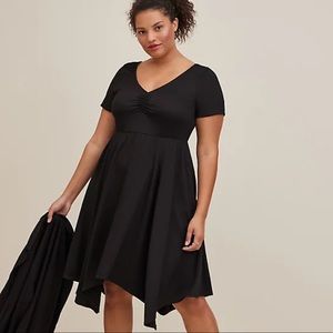 Torrid Midi Slub Rib Knit Hanky Hem Skater Dress
